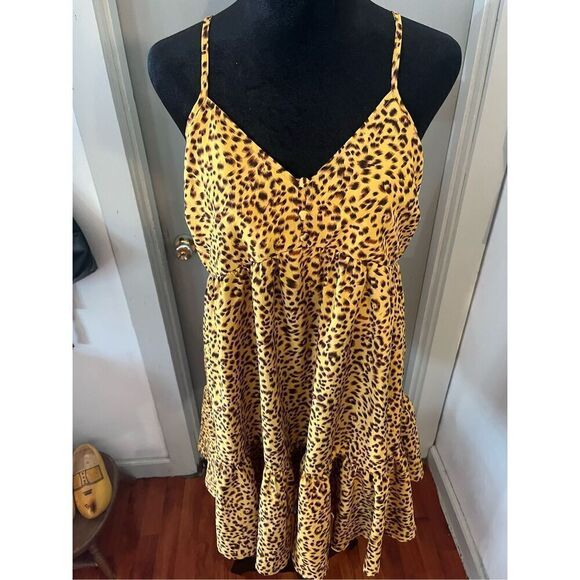 NWOT. New In Honey Black Leopard Spaghetti Dress size L - Picture 4 of 11